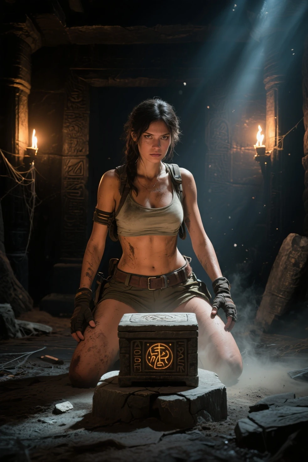 (masterpiece)), ((Best quality)), 8K, HD, Super Detail, (Woman), lara croft(tomb raider) sitting on the fluffy carpet , concept art inspired by Asaf Hanuka, deviantart contest winner, commission for high res, lowres, high quality colored sketch, highly detailed exquisite fanart, detailed fanart, full color illustration, fullbody commission for, in rich surroundings, curvy
