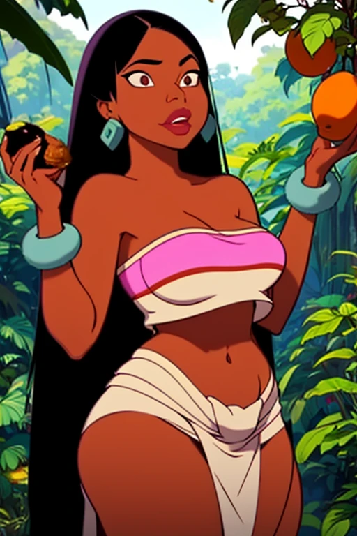 (Masterpiece), (best quality), (detailed), 1girl, (Chel from road to el dorado), Chel force feeding, fat belly, super bloated
