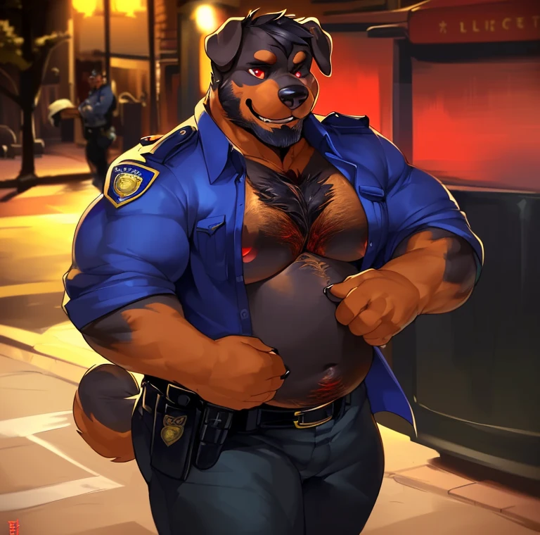 (masterpiece), (best quality),Woman ((anthro)) ,dog, doberman,shepherd,((police woman)), brown skin,1girl,solo,(angry),grind teeth,volumetric lighting, fluff,mature female,volumetric lighting, dark ,Back alleys at night, police hat, blue cloth, burly girl, brawny girl,long legs,huge breasts,huge ass, full body view, (spread legs wide:1),(arms behind head:1), standing squatting ,athlete,tight waist,musclar arms,dr comet,pochincoff,Pixelsketcher, (mayosplash), (wamudrawasterpiece),cutesexyrobutts, hioshiru,kingbang,Dog Collar, (sweating:1.5),in a cage,((caged)), tied back with a rope, chained,