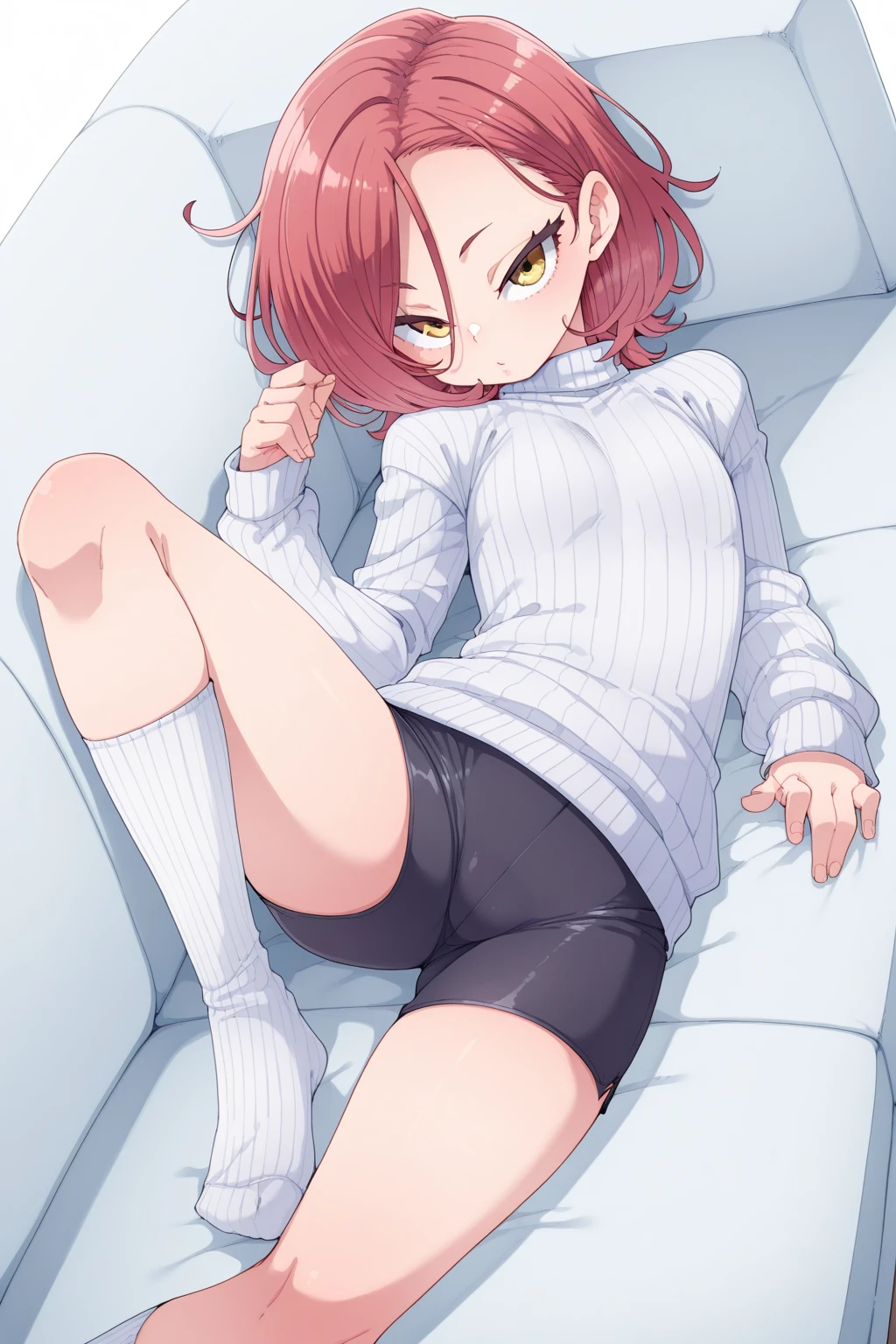 looking at viewer, solo, anya, 1girl, ((10 years old)), ((belly stuffed)), ((see her breasts)), ((very drunk)), ((staggers)), ((drank too much)), ((exhausted)), ((agitated)), pink hair, Green eyes, off shoulder, pink pul, black pantyhose, ((don't stand)),