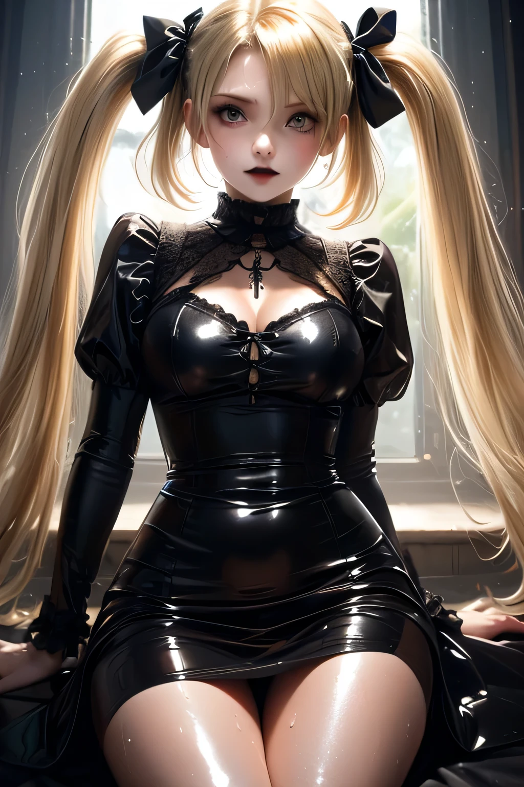 Being constricted by very small, tight clothing, Super small and tight clothes, Full-body depiction on screen, Very large breasts Very large and swollen breasts Two very large bulges in the chest Blushed Small Mouth Clothes that got wet in the rain and became transparent Clothes are wet with sweat and transparent Gives skin a metallic shine 衣類がRubber luster Clothes are shiny vinyl smile Frowning shameずかしい表情 White blonde super long hair Vinyl transparency super curly hair Super long sideburns anime shameずかしそうな顔 shame Princess sitting on bed Luxurious Victorian dress made from wet cloth, Transparent rubber 濡れて透けたSee-throughの衣服 Wet and Transparent rubber turtleneck shocking pink wedding dress Cute Hairbands Very long hot pink skirt made from wet fabric, Transparent rubber Pearl white rubber tights that become transparent when wet Wet and Transparent rubber pearl white inner Rubber luster Multiple rubber hot pink ribbons Wet with rain Pearl white super long gloves made of wetsuit material, Transparent rubber Wet, see-through hot pink pantyhose Rubber garter belt Pathetic clear Big eyes Sharp eyes Shocking Pink Rouge White Rubber Super Long Boots Wet and see-through white rubber bodysuit See-through Clothes that become transparent in the rain Clothes are wet with sweat and transparent