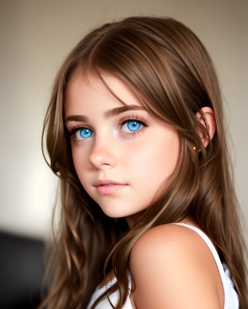   Jeunes filles jeune brune yeux bleus visage long silhouette mince, salle de classe, Tout petit seins petit petit, jeune jeune sexy
