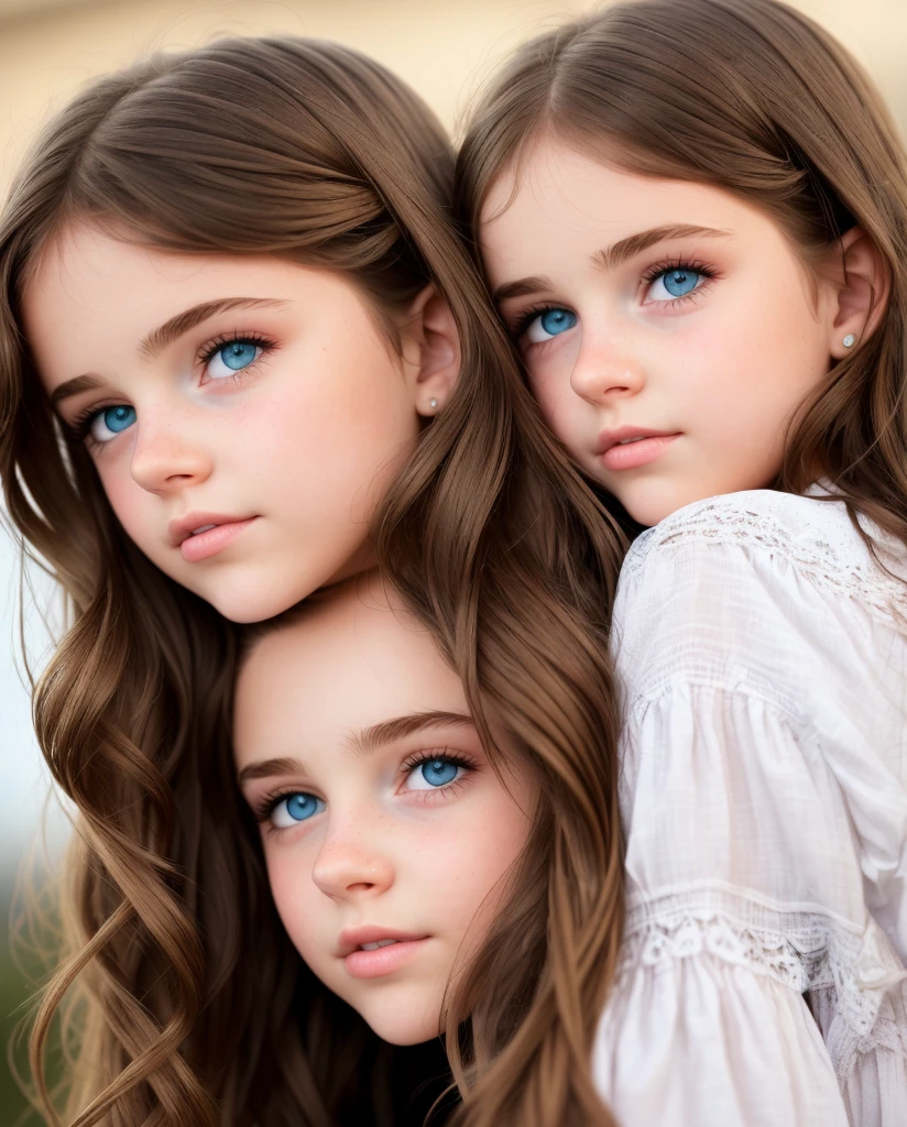 Russian style, girl children, photo studio white infinite background, close-up, bust, portrait, long blonde hair and giant bow YELLOW on head