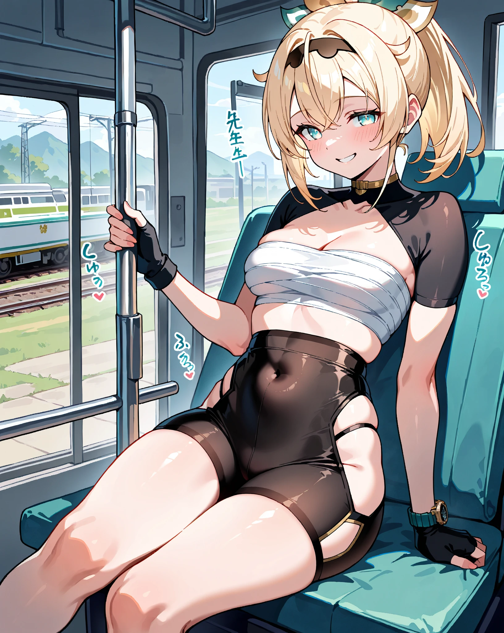 Isuzu Sento、Highest quality、Highest quality、Huge super 、Cleavage、A fawning expression、high school girl、sexual behavior、sex、Armpit、pregnancy、Cowgirl、vagina、Thighs、Knee socks、Armpit見せ、両Armpit見せ、Glare、Close-up、train、strap、Armpitチラ、Absolute area、Female organ、 slip out、strap、Sideboob