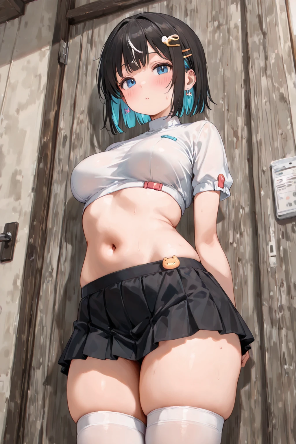 Her clothes are torn and her small breasts are exposed..、NSFW、teats、Very embarrassing