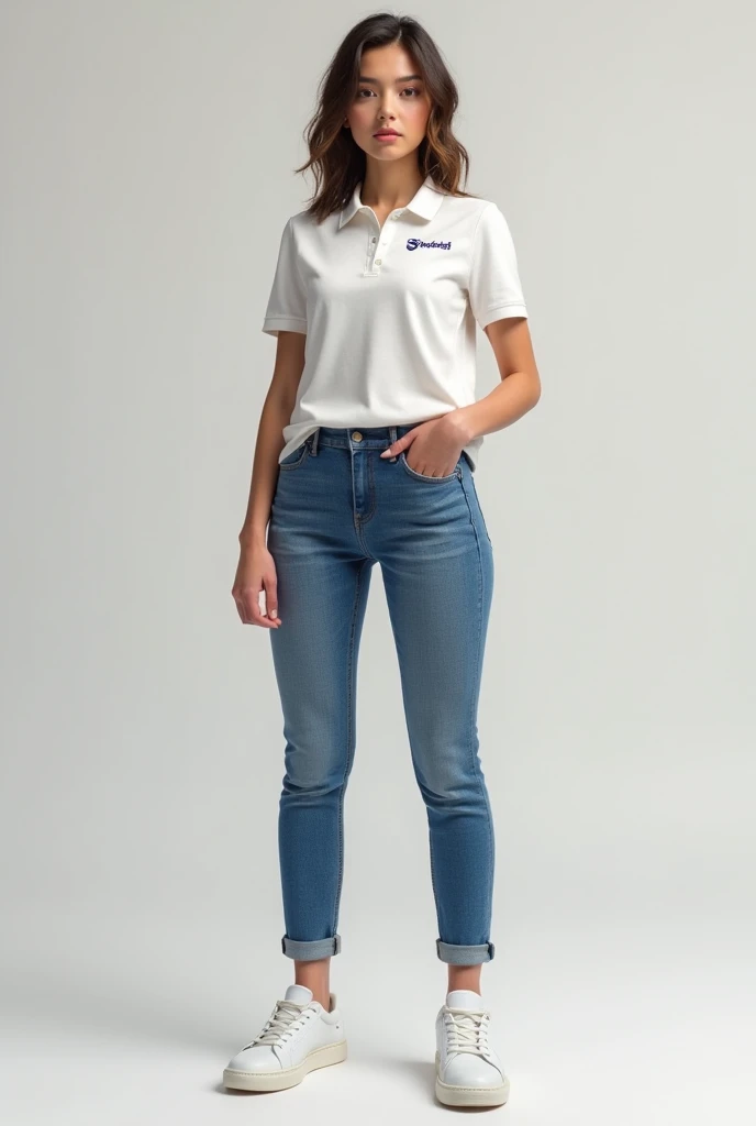 CZC, FULL BODY, CLOTHED wearing Casual polo and slim-fit jeans Caribbean Robust woman (Amused:0.4) <lora:czc-XL:1>