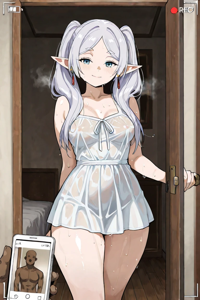 (best quality:1.2) (4k:1.) (highres:1.1) , (ultra detailed CG:1.1) ,
1girl elf , solo , (detailed face:1) , (silver loose curly hair:1) , (small breasts:1) , <lora:pose open door-000008:1> (open door:1) , (doorway:1) , <lora:NakedBathrobeV1:1> (naked bathrobe:1) , (seductive fluid:1.1) , wet body , dripping , full blush , embarrassed , confused , impatient , steaming body , heavy breathing , standing , upper body , looking at viewer , luxurious interior , <lora:epiCRealismHelper:1>