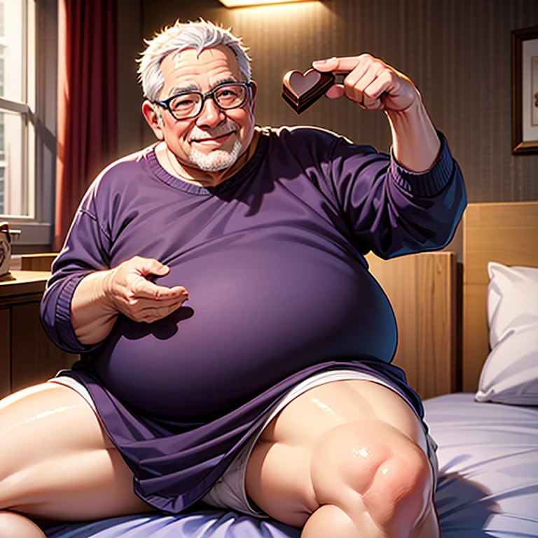 Masculine, cute little, Cute, fat middle-aged man with a bright smile, short-hair, thick arm muscles, thick leg muscles, thick chest muscles, Pot-bellied, Wear loose t-shirts, ("Put on pants, big bulge ":1.3)