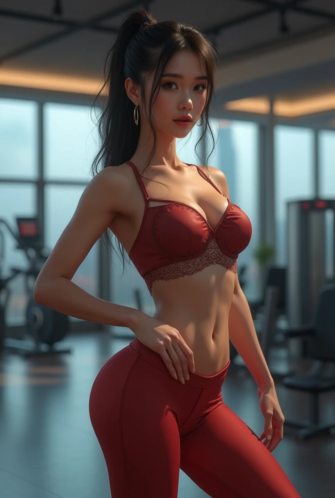 ((Realistic lighting, Best quality, 8K, Masterpiece: 1.3)), ((Clear focus: 1.2)), 1 girl, ((Perfect Figure: 1.4)), ((Slim Abs: 1.1)), See through, tight clothing, ((african, dark skin, tanned brunette girl, wavy hair)), (panties: 1.4), (Red crop top: 1.4), (Outdoor, Night: 1.1), City streets, Super fine face, Fine eyes, Double eyelids,