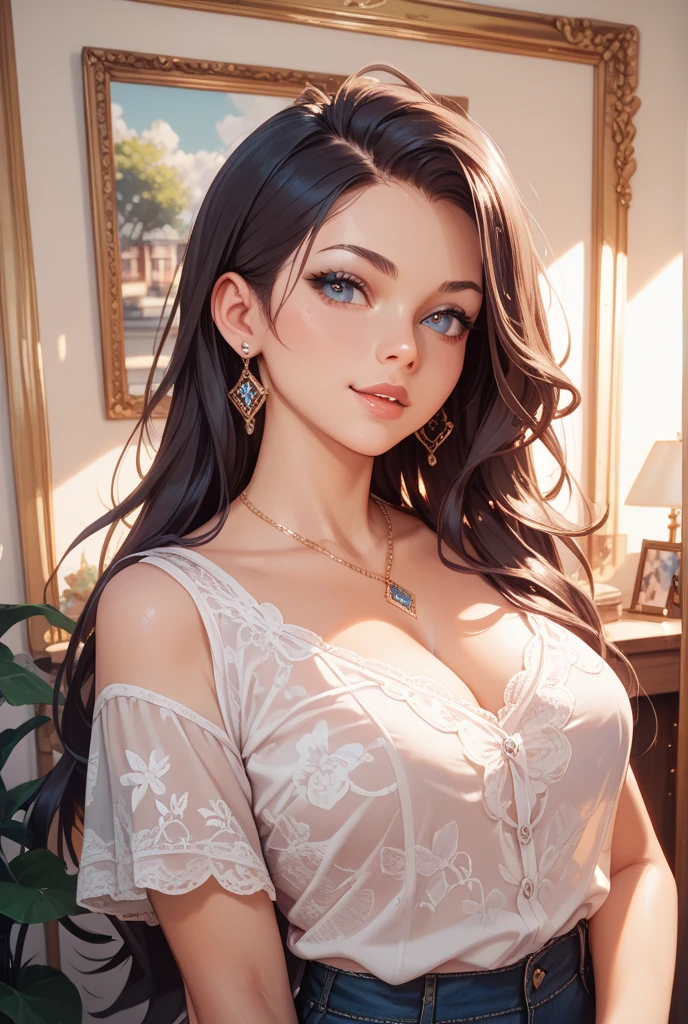 (best quality,4k,8k,highres,masterpiece:1.2),ultra-detailed,(realistic,photorealistic,photo-realistic:1.37),portrait,sexy woman,long straight black hair,detailed eyes,detailed lips,beautiful face,navy blue saree,silver embroidery,seductively gazing,smiling,blushing intensely,perfect body,hot body,vivid colors,studio lighting