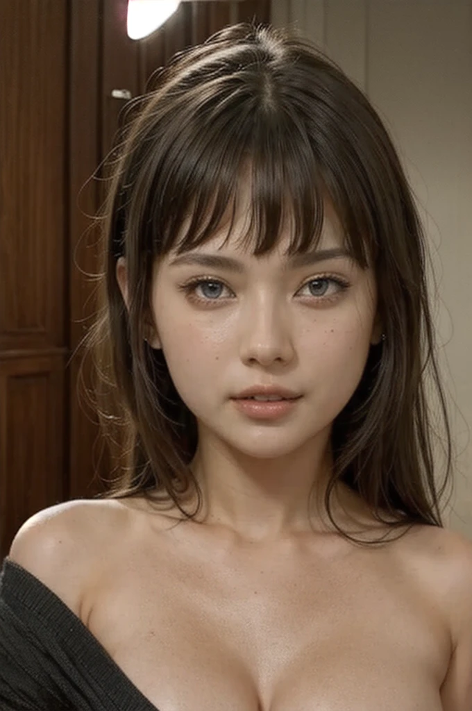 (realistic, photo-realistic:1.37),(8k, RAW photo, best quality, masterpiece:1.2), cute, ultra-detailed,heart-shaped pupils,physically-based rendering, ultra high res, kodakvision color, shot on Arricam LT Camera, bokeh, sharp focus,
looking at viewer,photorealistic,realistic, solo, photorealistic, best quality,extremely detailed face,extremely detailed eyes and face, beautiful detailed eyes,absurdres, incredibly absurdres,haunting smile,Messy hair, floating hair, ,