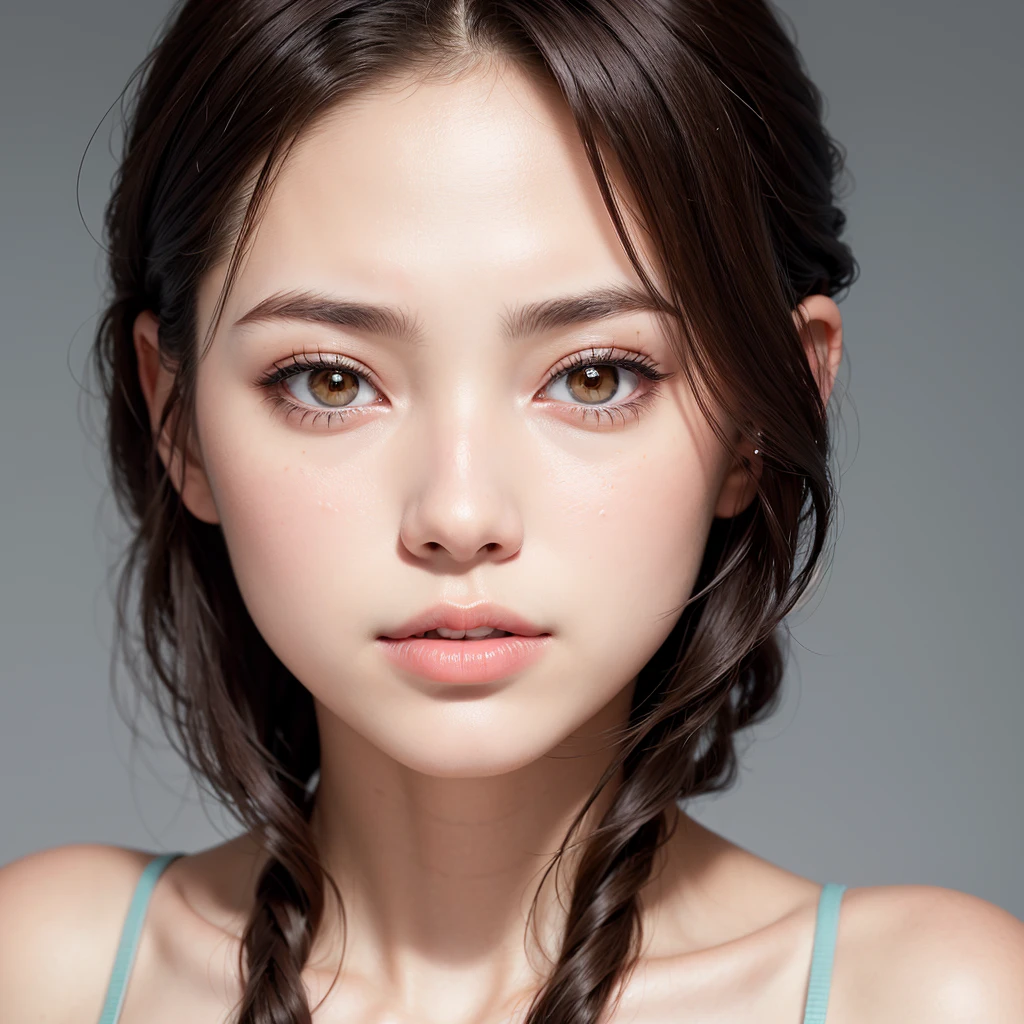 ((Highest quality, 8k, masterpiece :1.3)), One girl, Very fine skin、Close-up of face、Beautiful woman with slim abdominal muscles :1.3, (Random Hairstyles, Huge breasts :1.2), Casual clothing :1.2 Highly Detailed Faces, Fine grain, double eyelid、Japanese women