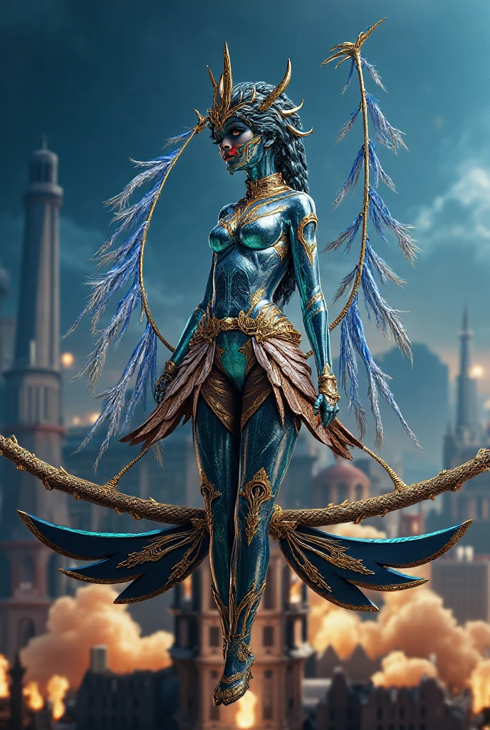 Bird-man、Peacock Woman、terrifying、Slender beauty body、large plumage、Cute face、