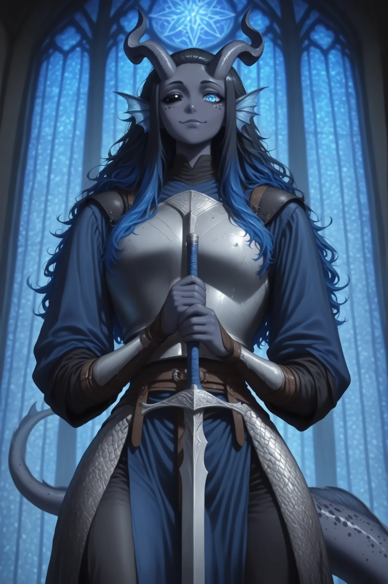 solo, spawncth-fc, <lora:starspawnCthulu-fC-v.10:1>, armor, 1girl, anime absurdres illustration, drawing, (lineart:0.6)