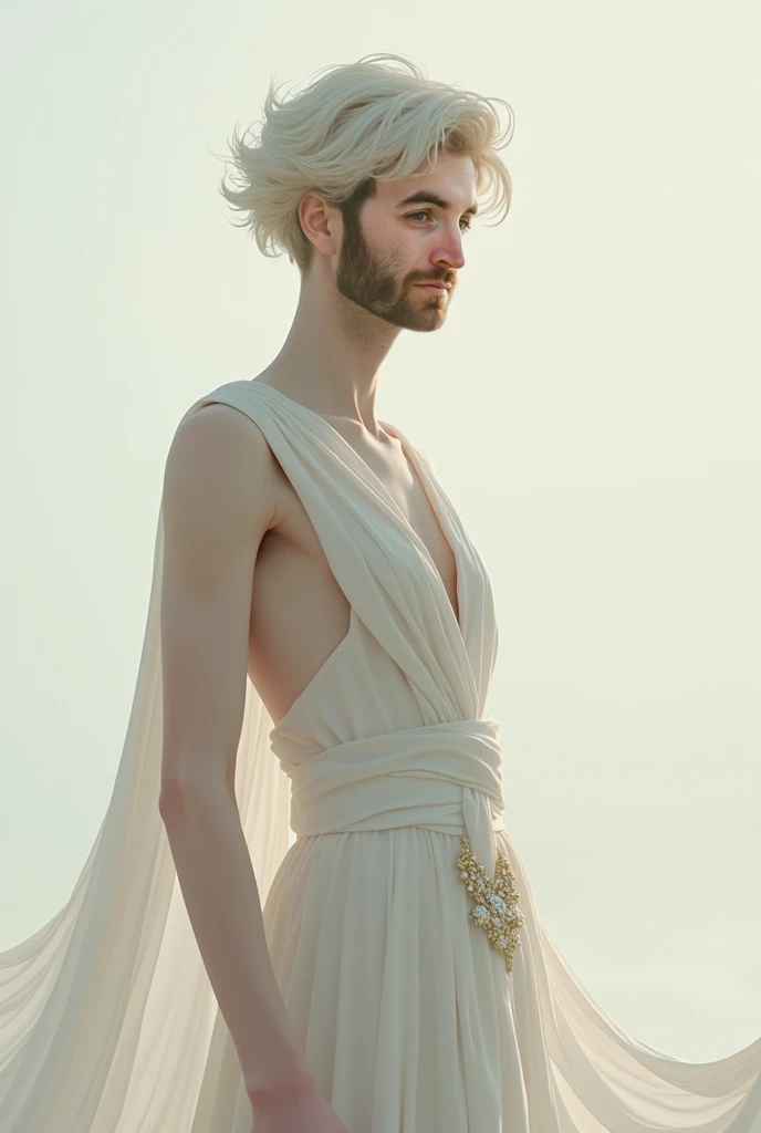 1boy, 1, full body shot, full hd, arms detail, body detail, legs detail, face detail, feets detail, feet on the floor, hands detail, light blonde hair, cold white illuminated skin, slender body, soft thin face, small transparent light pink linen covering the pelvis, thin earrings in the ear, with feathers on the side of the head, in a large and immense courtyard of light stones, stone big on the ground, blue sky cold as hell, a sprig of Hydrangea in his hand, masterpiece, best quality, most handsome man in the world, dramatic lighting, full body, body hairless, tall, fit body, dominating, white or white skin, boy soft face, soft light, highly detailed, looking at the audience, photography, detailed skin, real person, crazy detail, facial detail, hype maximization, telephoto, lighting complex detail , Highly detailed, Digital painting, artstation, concept art, smooth, sharp focus, illustration, Unreal Engine 5, art by Ross Tran and Greg Rutkowski and Alphonse Mucha, Show men only .8k Ultra HD, dslr, dim lighting, high quality, film grain, Fujifilm XT3, 2-person, two-person model. hype surrealism, hype surrealism, by Shen Quan, perfect body, beautiful young male model, an attractive man 18-2 aesthetic, Sunshine sports student, asianboy, bulgej8, Noosphere, fantasy dark, light and cold aesthetics,