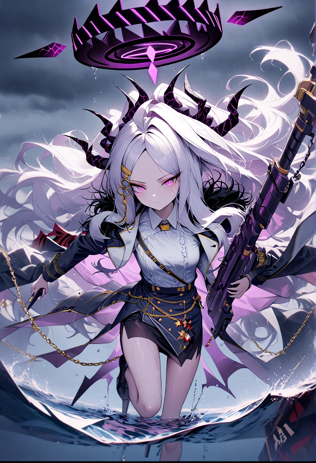 （（（highest quality、first-clasasterpiece、Normal body、8k、Detailed face、Ultra-precision、Normal hand、Normal finger、５Finger、craftsman）））Silver Hair、Princess、Black Dress、Black Skirt、Ridiculous Costumes、Shiny Tiara、Metal Boots、grim Reaperの鎌、Death Scythe、Fantasy scythe、disaster々sickle、Grim Reaper、grim Reaper、universe、big bang、Black Hole、magic陣、バックにmagic陣、magic、Magic Light、Magical Explosion、magic cirlcle、Speedy and fluid