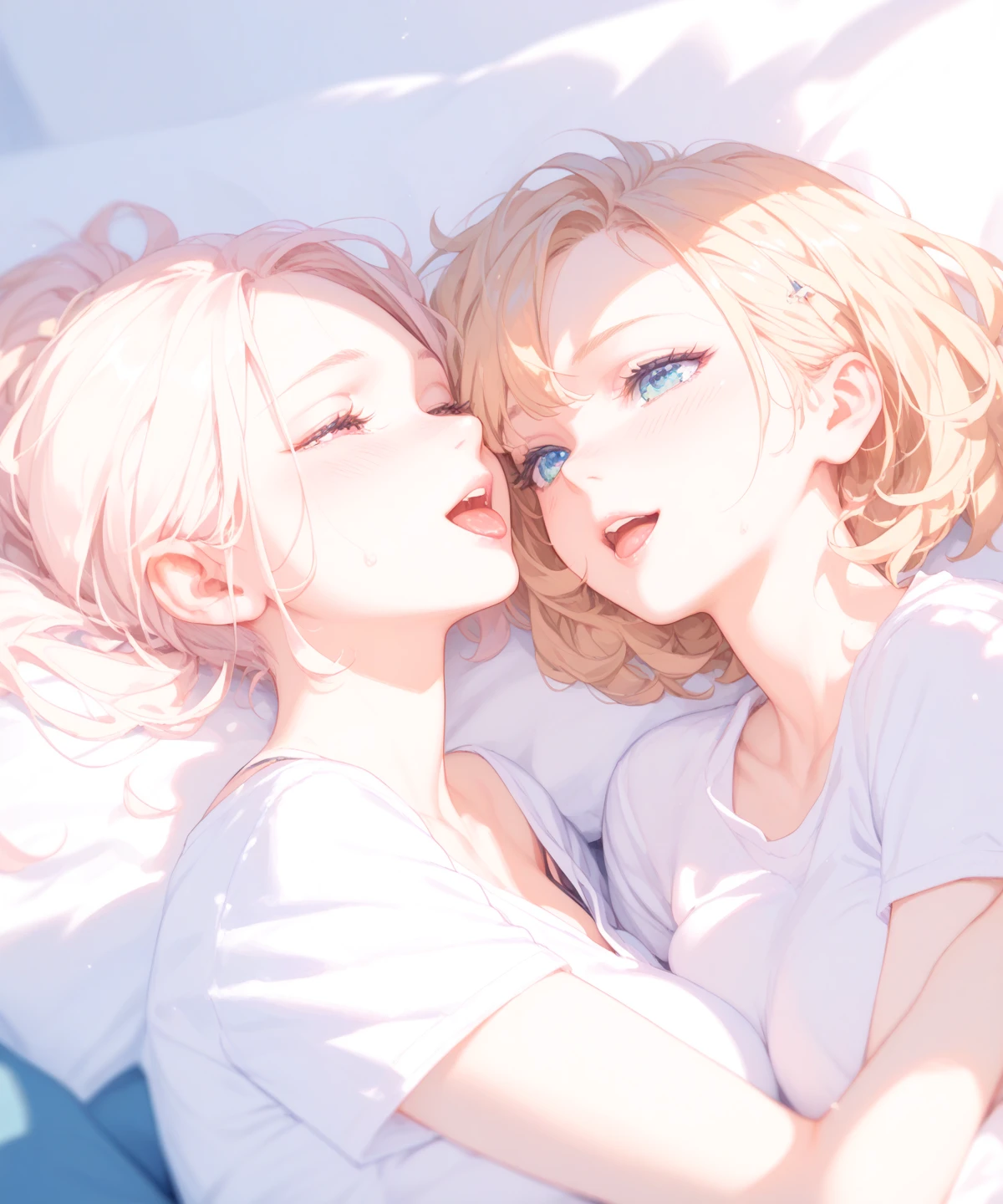 best quality,nsfw,((vaginal,sex)),1girl,looking at viewer,sailor dress,(((hairclip))),short pink hair,blue eyes,naughty face,aroused,(seductive smile),pale skin,pov,women on top,face to face position,sweet,on bed,1boy,penis,hug,sweat