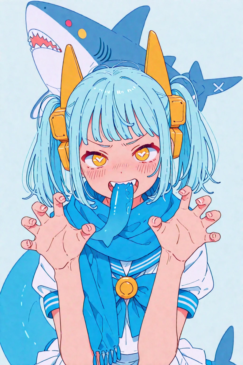 ((masterpiece, best quality)),high resolution,ultra detailed,8k,16k,detailed background, perfect lighting,detailed beautiful eyes,1girl,nsfw,embarrassed,blush,look at viewer,steam,sweat,aroused,seductive eye,(from above,from front:1.4),(pov:1.4),face focus,fisheye lens,1boy,1penis,(oralsex),(deep fellatio:1.4),(deepthroat:1.3),:>=,(penis in mouth),hetero,portrait,
iono_outfit, oversized clothing, jacket, yellow jacket, wide sleeves, sleeves past wrists, black shorts, grey pantyhose, boots, single leg pantyhose, thigh strap,yellow eyes,long hair,light blue hair,purple hair,short stature,pale skin,small breast,house,anime style,nude