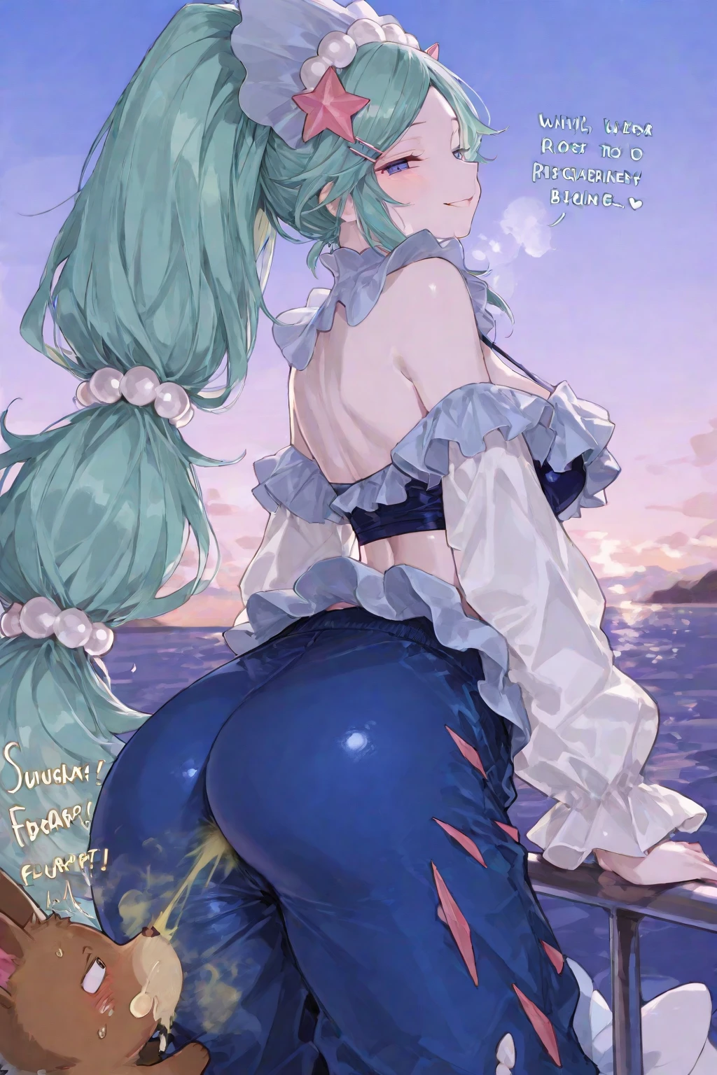 Masterpiece, Beautiful art, professional artist, 8k, very detailed face, 1 girl, Hiring, (genshin impact), completely naked, view from behind, doggy position, on all fours, showing the ass, perfect ass, perfectly drawn naked body, pale skin, loving expression, draw smile, beautiful face, agregar cuernos de Hiring en la cabeza, Long sky blue hair, 4k eyes, very detailed eyes, pink cheeks, choker:1.6, Sensual Lips, show details in the eyes,