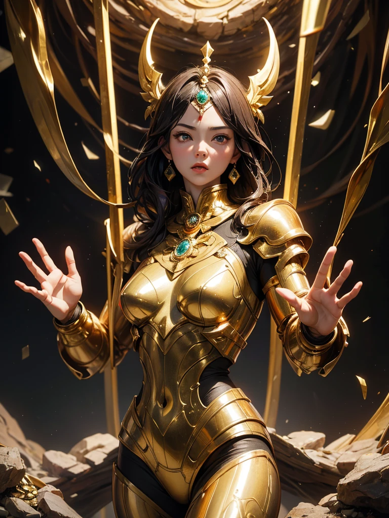{{masutepiece}}, {{The highest image quality}}, {{Super Detail}}, {{8k cg wallpaper}}, {{Perfect Anatomy}}, {{High definition and beautiful images, Live Action, Photo, Realistic, Photorealistic, gravure}}, heart shape face、(Women in Southeast Asia)、 gold highlights on black hair、gold and green bikini、Lower breast、Overexposed、high socks、gloves、(Mecha oriental style dragon gold wings:1.4)、oriental style dragon golden horn、(Mecha Costumes:1.4)、sapphires、 cleavage of the breast、thighs thighs thighs thighs、(Lightning ball glowing in hand:1.4)、lightning ball in the background、Lingfeng、society、Angle of view above the knee、low angles、Eye、(People Close-up)
