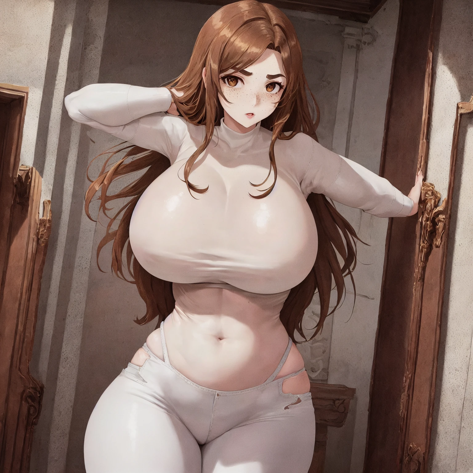 a picture! Flora is now a voluptuous filly with generous curves in all the right places. She has a slim waist flowing into a full, round hip flare. Up top she sports an ample chest and perky, sensitive nethers - all nicely balanced by those juicy backside quads! 

Her coat is a warm, earthy brown with lighter highlights catching light just so across muscular form. Maned and tailed to accentuate each playful flick and swish. 
