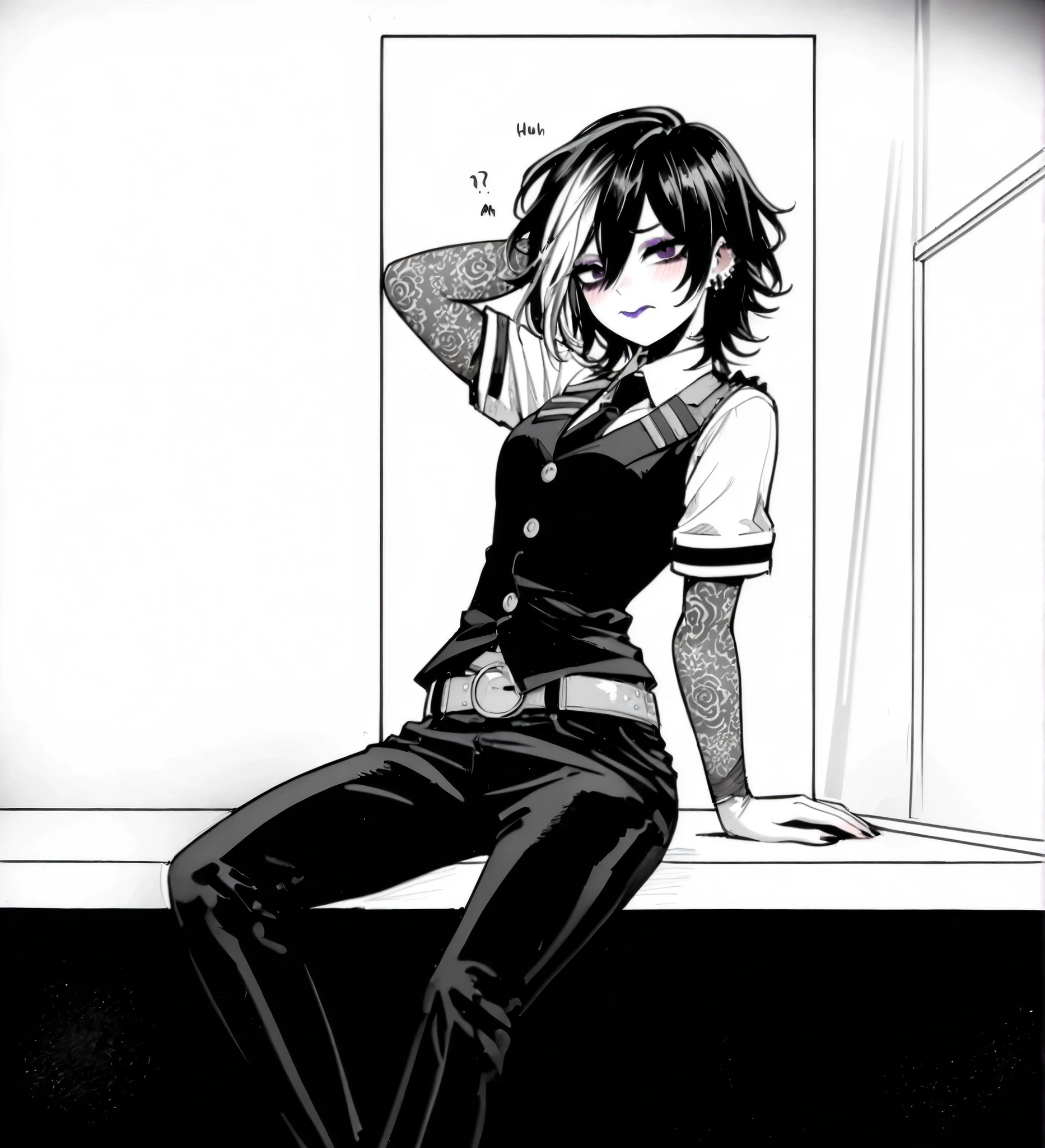 Three girls, an emo girl, a nerd girl, a gyaru girl,, with gothic clothes, black hair with highlights and red bangs, Tied and wrapped bondager Bdsm , In the pool ... And white hair with black highlights, Long hair Long hair, Dressed in a scientist outfit with lab coat, And with aviation goggles on his head, Holo-Punk Style, ((best quality)), ((masterpiece)), ((strikingly beautiful)), mature, Igirl, solo, high quality, masterpiece, skinny, emo, black emo clothing, heavy makeup, purple eyeliner, mascara, eyeshadow, winged eyeliner, blush, lipstick, earrings, looking at viewer from above, long hair, hair over one eye, hair covering eye, heavy blush, pale skin, makeup, black hair, long sleeves straddling, deep blush, vibrant sunset, blushing, mesh, big necklace, big breasts, Tied and wrapped bondager Bdsm extreme, Tied and gagged with multiple layers of bondage and Huge gags,