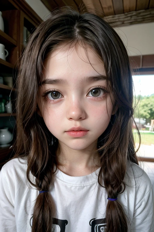 a little lovely ??? girl，（for 6 years old），redish pink lips，Wearing a bright white shirt，Pastel palette aurora punk style，Animated GIFs，hand-drawn animation，Captivating sketch，Smooth and shiny，Hazy romanticism，Super Flat Style,White background -- ar 1:1--niji 5--style expressive--s 50