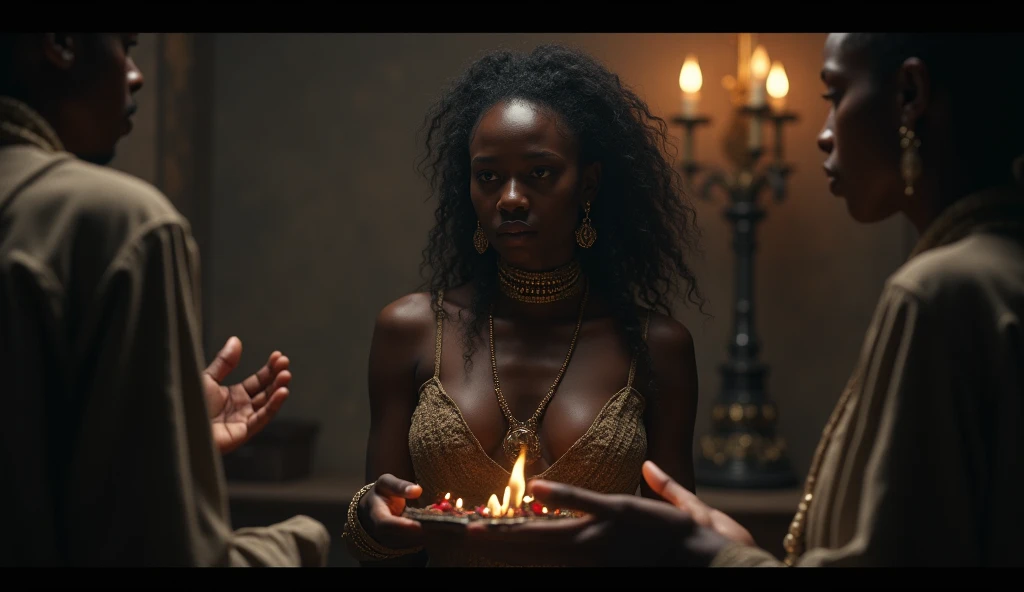 make a woman holding her umbanda protection guides