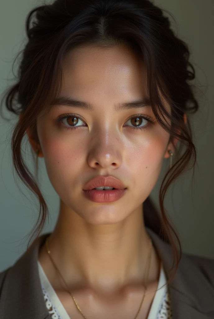 ultra-detailed,(realistic,photorealistic,photo-realistic:1.37), most beautiful woman ever, (shrinking:1.5), cute face, wearing office clothes