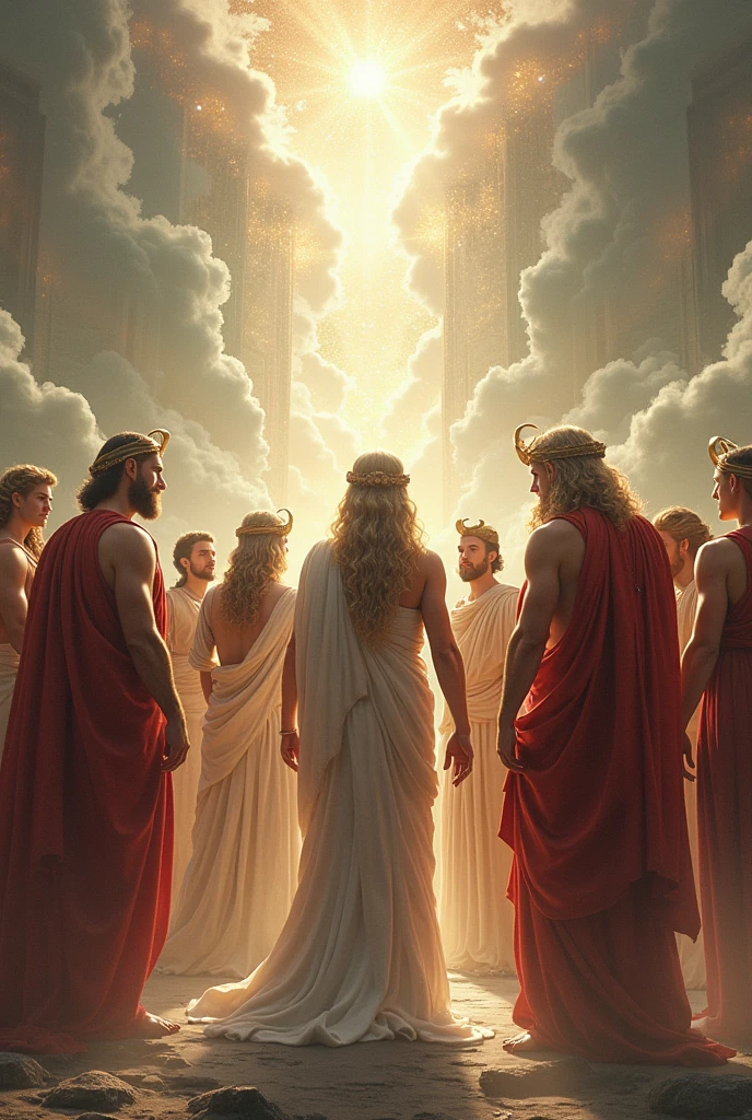 Write images prompt of this story "Day by day the enmity between the Kauravas and the Pandavas increased. Finally, Bhishma Pitamah somehow convinced them and made them reconcile. As per the orders of the old Bhishma, the Kuru kingdom was divided into two parts. The Kauravas continued to rule in Hastinapur and the Pandavas were given a separate kingdom which later became famous as Indraprastha. Thus, there was peace for a few days.In dall e-3 style