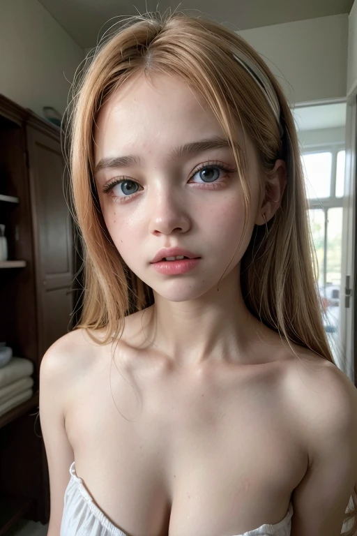  ((best quality)), ((masterpiece)), (detailed), NSFW, small breasts, prominent collarbones, skinny arms, flat stomach, visible hip bones, long hair, red hair, white hair, blonde hair, dark hair, ponytail, thick ponytail, heavy ponytail, anime girl in wet clothes, transparent. Realistic Shadows, Detailed skin, Very small breasts, Hair Ribbon, Very detailed, highly detailed face, Perfect face shape, Perfect lips, Perfect nose, Correct beautiful eyes, Watching Viewer, Best Quality, Single Girl, No bra, No panties, Solo 