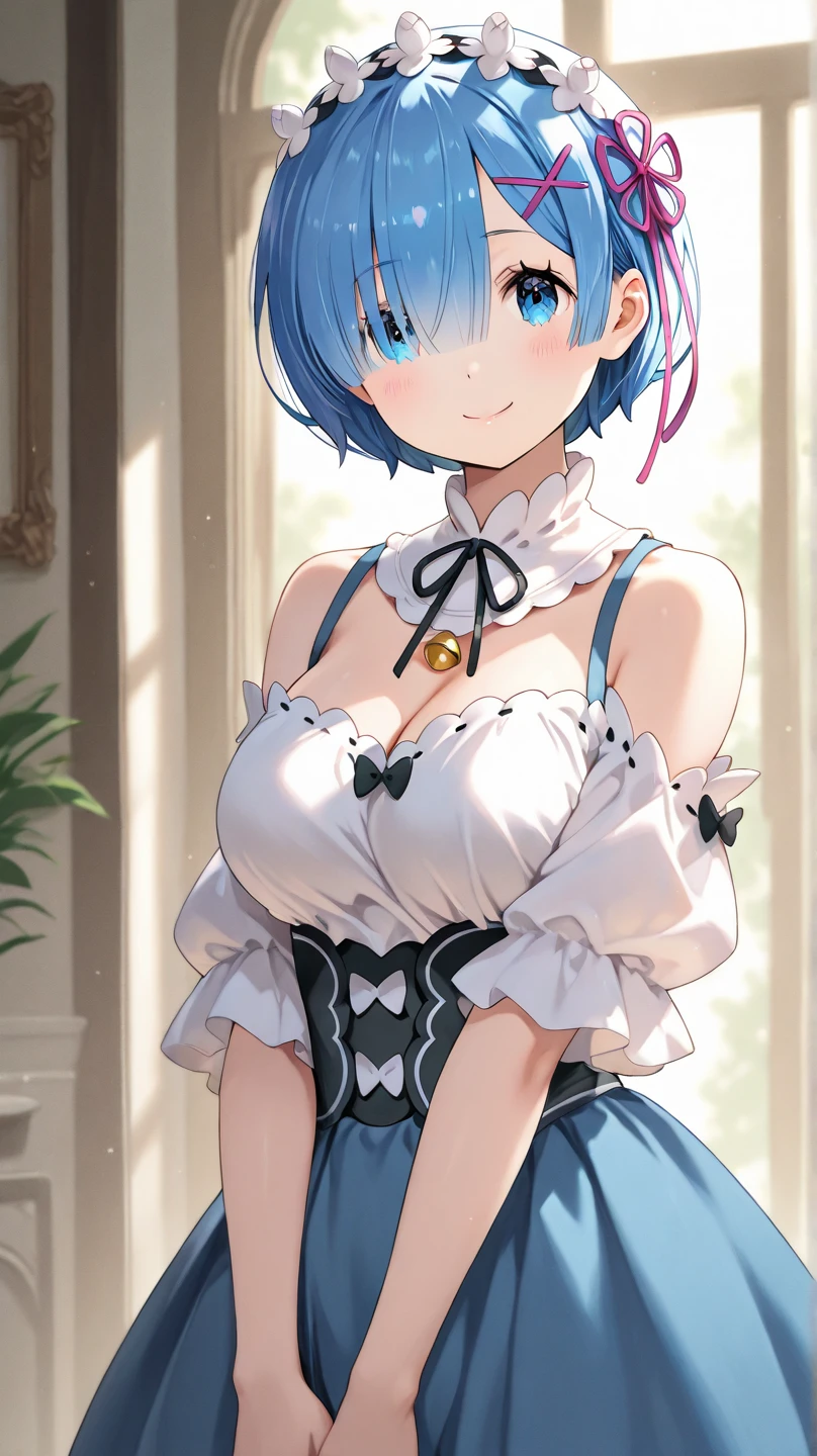 (8K, highest quality, masterpiece:1.2),\(eye\),(\(Clothes details\)\),(huge tit) ,High-definition CG Unity 8k Huge file size,Super detailed,High resolution,美しいeye,ray tracing,dramatic shadow,finely,hyper detail,(1 girl:1.3),(alone)、(blue hair bob hairstyle),wearing(cosplay、Cute latex dress of a wizard with blue and white frills、Latex Short Skirt)、blush、big ass、((two dimensional woman、anime style))、(simple background)、hot、((Very sweaty))、((cowboy shot))、black leggings、(two dimensional picture)、((Showing black panties))、cleavage