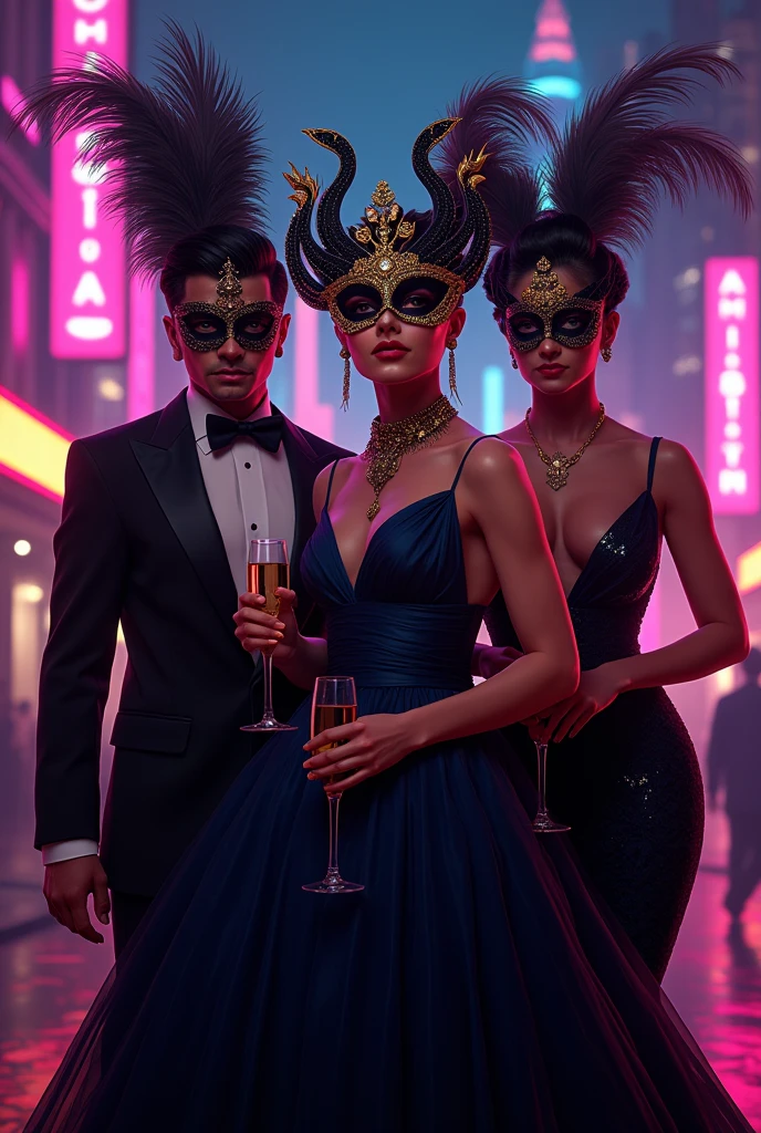 At the charity event, Recreated in photorealistic style, The hall is filled with high-society glamorous atmosphere. Elegant ladies in luxurious outfits with plumes and diamonds sparkle against the backdrop of the exquisite interior, Filled with flowers and candles.. In their company, the whisper of refined conversations and the sounds of music create an atmosphere of magic..
Supported by distinguished gentlemen, In expensive suits and with exquisite accessories, Delicately interacting with ladies, Surrounding them with care and attention. Their confident movements and noble manners attract the eye., Creating the impression of strong and influential personalities.
Among the guests, anthropomorphic cyborgs stand out, Blending in with the crowd, Indistinguishable from real people. Their metallic details and cybernetic patterns attract attention and draw interesting glances.. Their presence adds mystery and wonder to the already rich festive atmosphere of the charity event.., high quality, absurdity, masterpiece, Beautiful, complex parts, 1/2 body trimmings, slender body, Beautiful figure, Magnificent Anatomy, (complex parts:1.12), HDR, (complex parts, hyperdetailing:1.15), (natural skin textures, hyperrealistic, soft light, spicy:1.2)