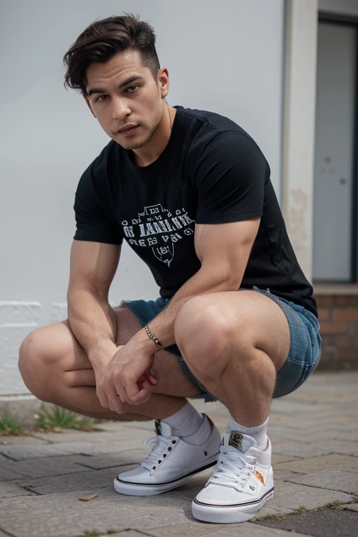La mejor calidad, ultrahigh resolution, (realista:1.4), Obra maestra, 浴室 , Muscle, solamente, one children, 18 years old, pelo corto, guapo, ojos grandes, nariz alta, labios sexys , cuerpo completo, A cuatro patas, De arriba hacia abajo de abajo hacia arriba, Piernas separadas, (piel blanca: 2), Braguita bikini blanca con entrepierna levantada, pose, Shut Up, 16k,