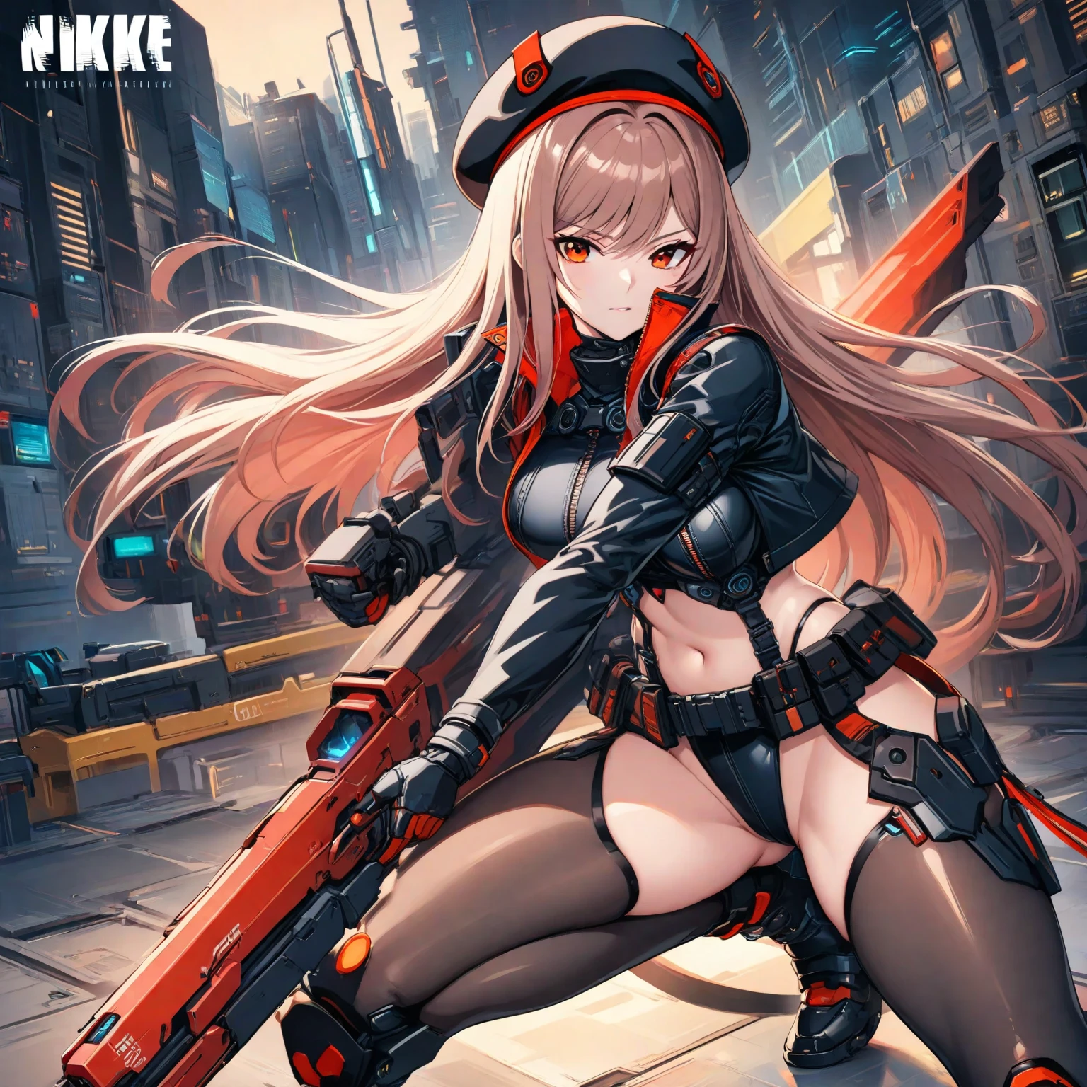 1 girl,alice (nikke),confident,soft ruines ,blush, bend over,resting elbows on a  wall,rest gun,on wall,tight angle , fish fov ,thin body,thin legs,thin arms, hold a gun, full body shot,fight, gun pointing down, rifle in one hand, (holding gun correctly),berrat sniper rifle, aiming at viewer,relastic gun,high detail rifle,explosion,fire balls,hot ash in the air, BREAK

alicedef, twintails, very long hair, grey hair, fake animal ears, headset, pink eyes, pink bodysuit, shrug \(clothing\), multicolored gloves, latex

BREAK

((masterpiece)), (top quality), (best quality), (((ultra-detailed, 8k quality))), (large masterpiece digital art), (detailed line art), ((perfect anatomy)), extremely detailed body, extremely detailed finger, best hands, perfect face,perfect ears, beautiful face, (blush), extremely detailed eyes, ((expressive eyes)), gradient eyes, beautiful eyes,glowing eye pupils,perfect ears,perfect eyes, perfect fingers,perfect nails,
BREAK

(intricate background of scene decorations), apocalypse space,night atmosphere, rose Patels,lighting,moon light,street,pov eye,neon lights,fire balls,1explosion,hot ash arround character 

