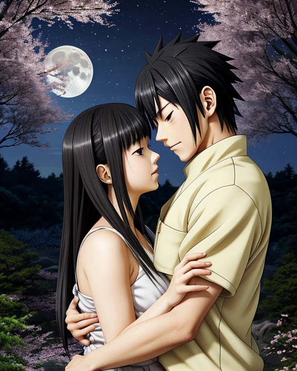 Renji Abarai y Rukia kushiki de bleach, kissing under the moonlight, rukia teniendo la ropa de casca de berserk y renji con la ropa de guts de berserk