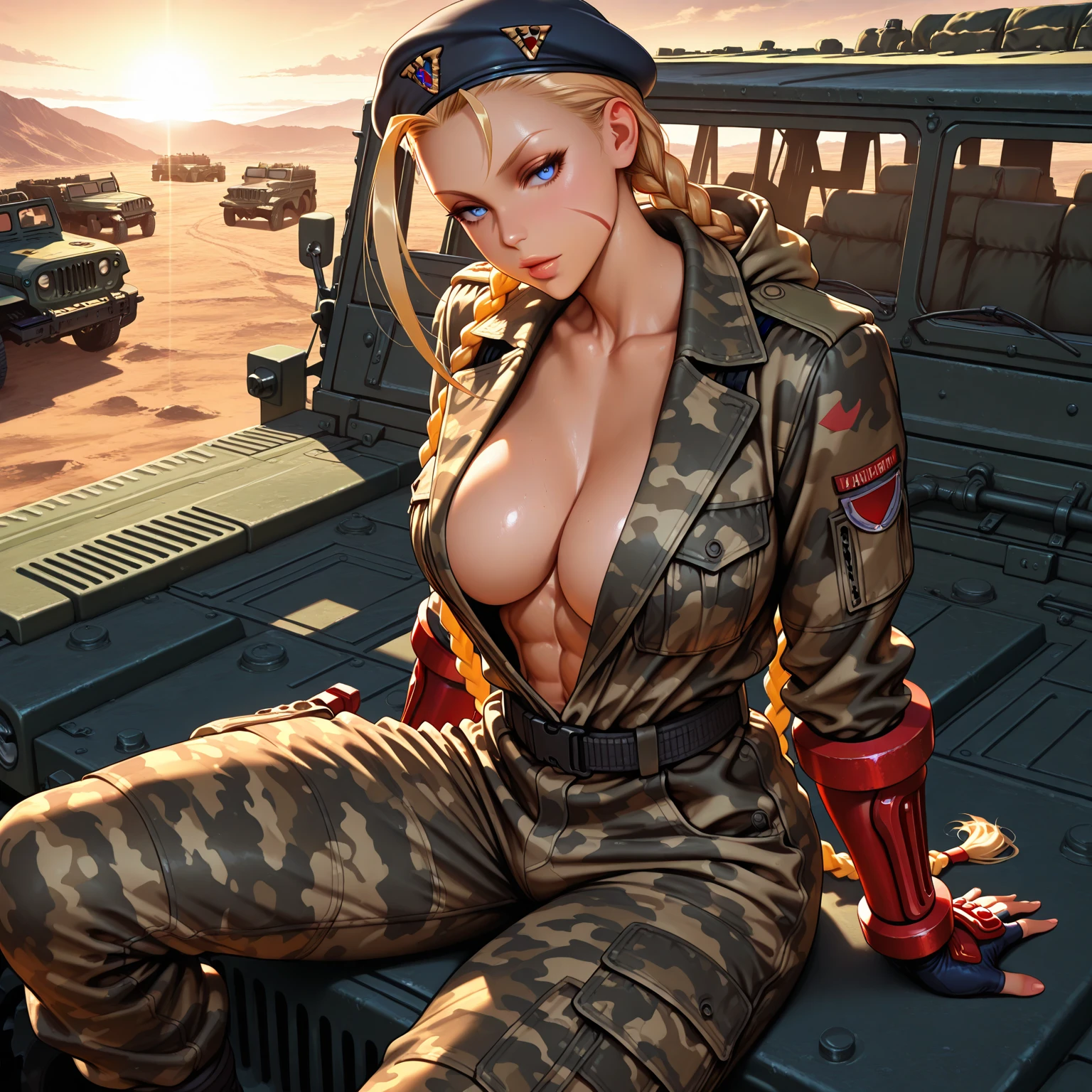 pineapple hair (muscular:2) (large breasts:2) thick thighs pilot suit solo looking at viewer in space