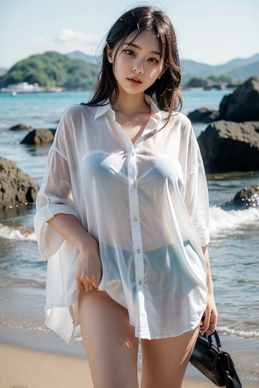 (masterpiece:1.3), (8K, realistic, Live shooting, best image quality: 1.4), 20young girl、in Japanese style 、(casual hairstyles:1.2)、super detail face、eye for detail、double eyelid、chest to chest、sharp focus:1.2、cute woman:1.4、light brown hair、highest quality、masterpiece、ultra high resolution、(realistic:1.4)、Highly detailed and professionally lit smiles、tight waist、Beautiful woman、(((transparent clothes、not wearing underwear、knee stockings)))、thin、(((embarrassed face、No panties、no pants、short cut hair、see-through clothes、I can see your nipples、show your pussy 、Pussy is sticky and wet、Dripping sticky love juice、private parts visible、spread legs、show private parts、show nipples、cowboy shot 、Short twin tail hair)))、show your pussy 、show your pussy 、open thighs、(((tropical island、along the coast、I can see the nipples、show private partake eye contact with the camera、The expression of climax、(((climax face、view from below)))、view from below、sticky love juice、see-through clothes