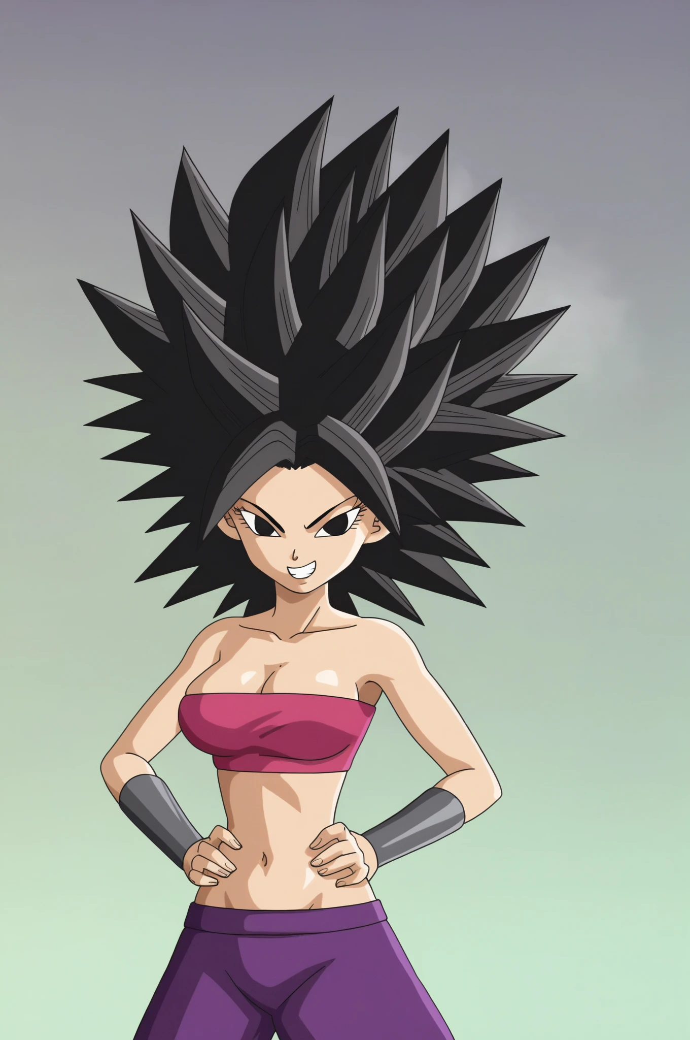 a drawing of a woman with very long hair and a pink blouse, saiyan girl, wild and spiky black saiyan hair, female goku, akira toriyama style, toriyama akira, dragon ball character, anime style character, toriyama akira 📹, fubuki, inspired by Akira Toriyama, dragon ball style