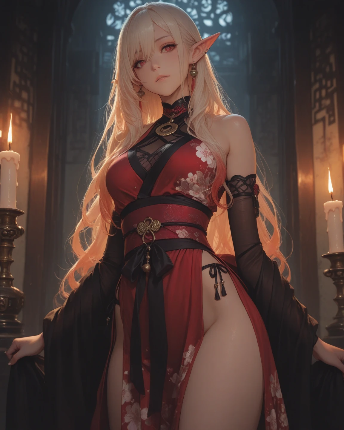 Masterpiece, top quality, dragon, one girl \(\) golden blonde hair and red eyes,((eastern dragon glaring at the girl)),dark gray background, masterpiece, best quality, high quality,(red eyes with dark red glow), (in profile), (in profile), (darkness:1.2), abstraction, deep sea, award-winning photography, depth of field, hdr, very detailed, trending in art station, Trending in CGsociety, Complex, High Detail,(Masterpiece:1.2, Best Quality)(Best Lighting, Very Delicate and Beautiful)(Best Lighting, Very Delicate and Beautiful)(Beautiful Detailed Face)(Detailed Face with Detailed Eyes:1.2), (Young Girl, huge Beast, 1girl, Solo, Crazy Smile, Pale Skin,G Cup,Cleavage,19 Piercings,(( tattoos all over body, tribal tattoos all over legs)) blonde golden hair, glowing red eyes, dynamic angle, vampires), pointy_ears, dragon horns, dragon wings(depth of field),high contrast,cowboy shot,full body, ((chinese kimono)),punk costumes,