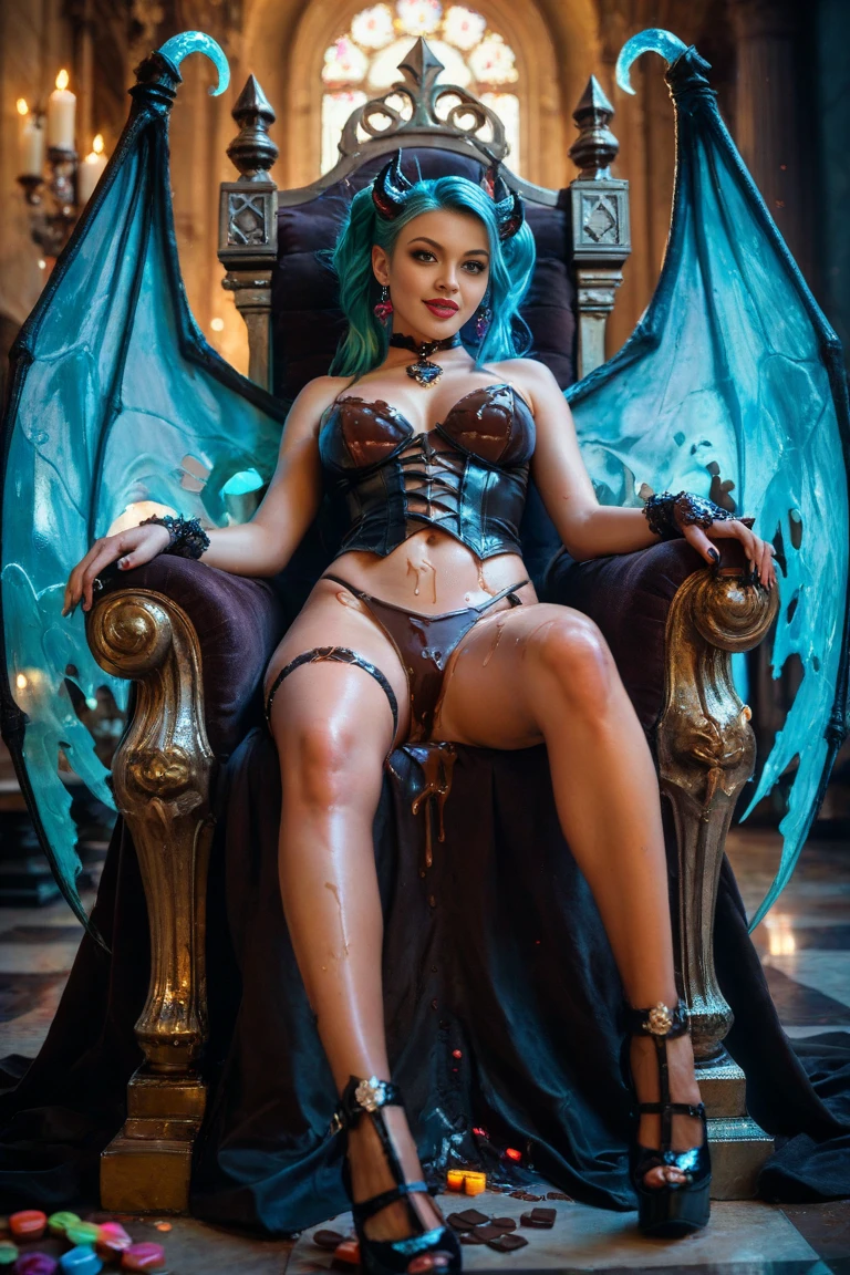 Woman masturbating, sexy tiefling, purple eyes, golden white hair