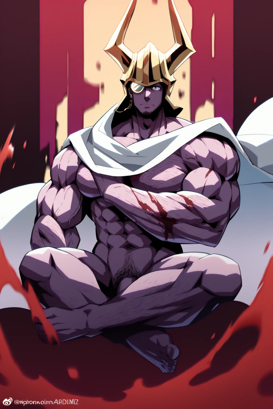 Hünkel,bandage,Silver Hair,Hulk-like body,(((18-year-old boy,Huge penis))),((Being pinned down by black tentacles)),Open your arms wide and clench your fists,Open your mouth wide,Wide, unfocused eyes,Many protruding veins,((Black tentacles attack from behind)),((Black tentacles shoot out towards the chest:1.5)),Full body images,Painful expression,Black undershirt,Huge erect penis,A lot of sweat, tears, drool and semen,In the middle of the Colosseum,Gives off an evil aura,Standing karate stance,Toned Muscles,rape,Devil's Body，first round，Lead