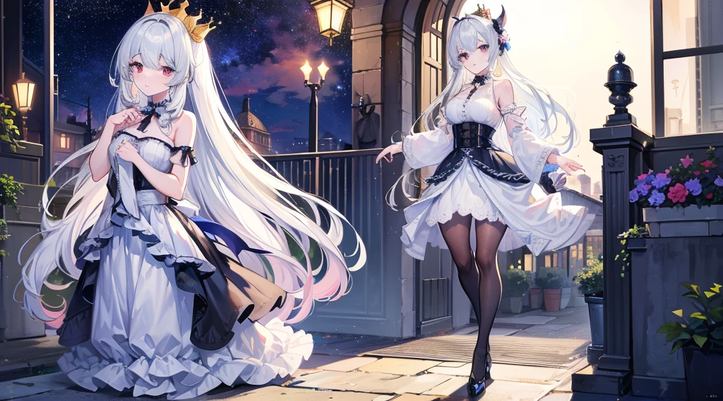 Rita Rossweisse, honkai impactbeautiful woman with long blonde hair slightly greyed and black dress with long purple layered,nice,extremely detailed with many elegant details, posing in front of a castle in the middle of a nice plateau, beautiful day, flying birds,fine details. cushart krenz key art,shadowverse style,cg,sexy,extremely detailed,hair ornament,adult,30 years,yummy,masterpiece.best quality,high heels,lilac eyes,extremely defined body,thin waist,dynamic lights and shadows.cherry trees,