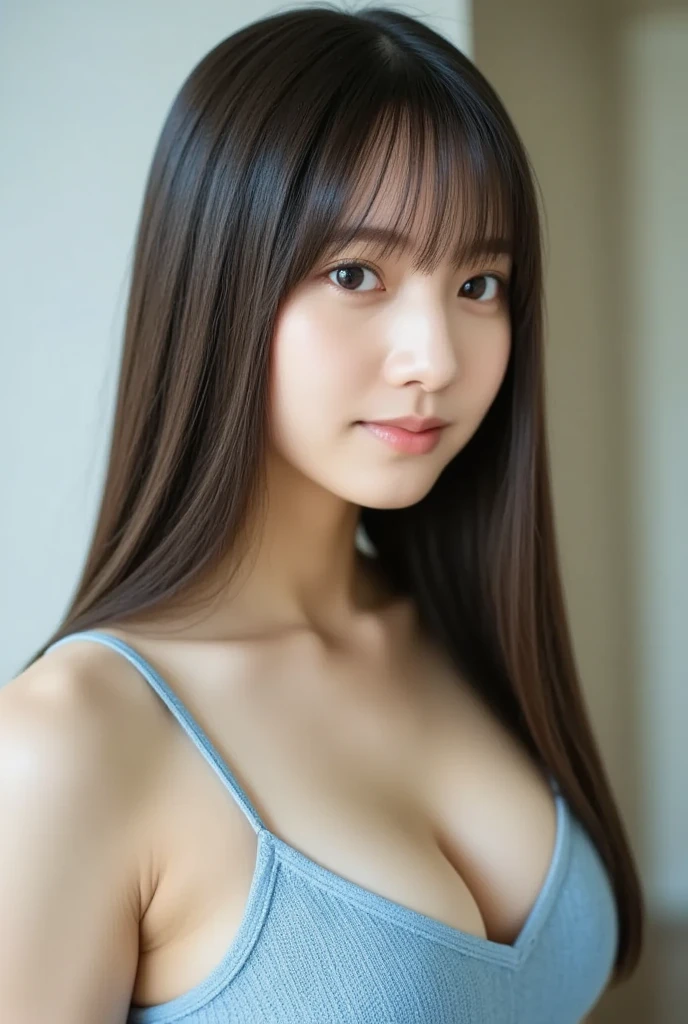 (extremely detailed CG unity 8k wallpaper), (masterpiece), (best quality), (ultra-detailed), (best illustration), (best shadow), (photorealistic:1.6), real human skin, lens flare, shade, backlighting, bloom, depth of field, natural lighting, hard focus, film grain, look at the viewer, asian, kpop idol:1.1, <lora:japaneseDollLikeness_v10:1>, NSFW,
1 girl, 21 yo, solo, skinny, pale skin, nude, soft lips, (light eyebrow:1.4),shiny brown eyes, black straight hair, small breasts, beautiful detailed sky, bathroom, (nose blush),  beautiful detailed eyes, happy, smile