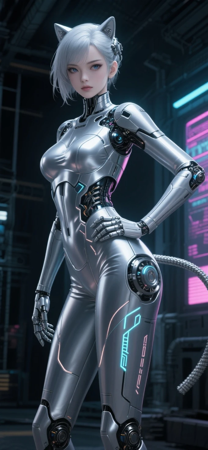 quadratic element,Anime style,Raised sexy,Mechanical beauty,silver gel coat