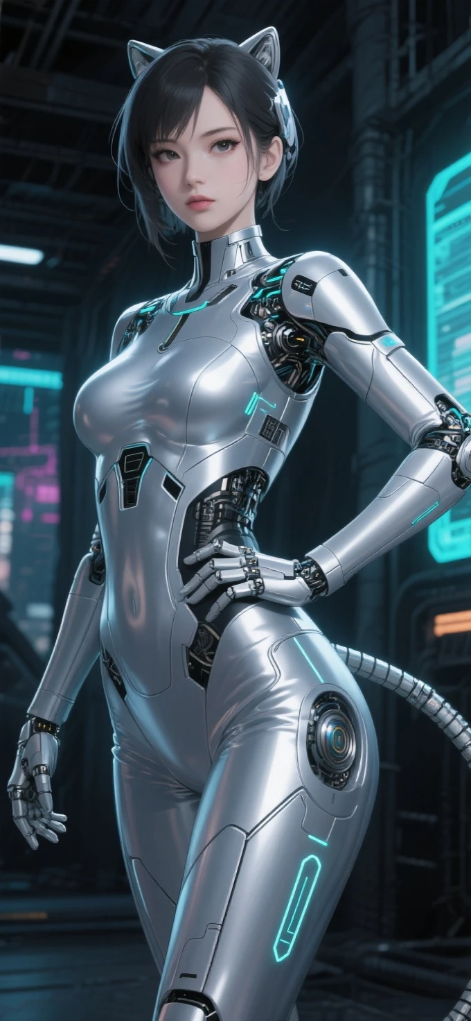 quadratic element,Anime style,Raised sexy,Mechanical beauty,silver gel coat