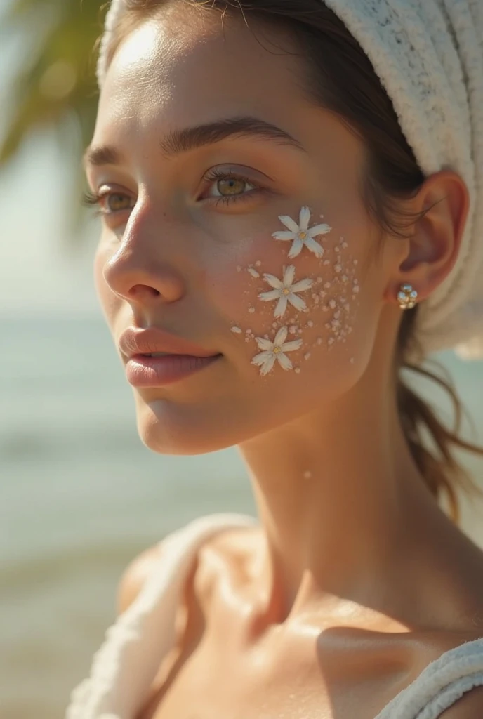 A pretty girl applying sunscreen , aesthetic , minimalistic, hyper realistic, cinematic, super realistic, 8k quality, HD quality, super detailed , ultra detailed, minimalist , pinterest images
