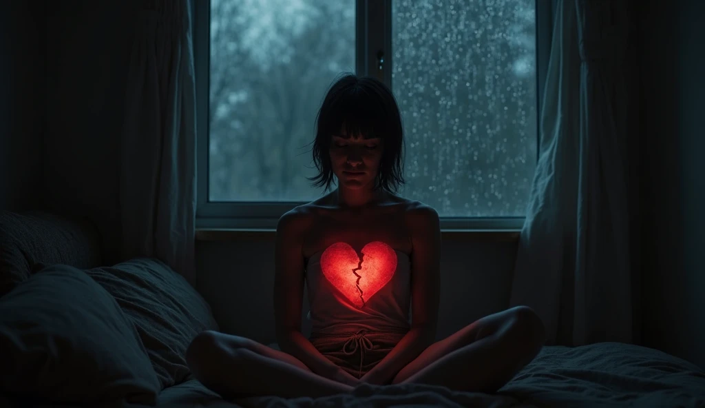 Sad person with a broken heart