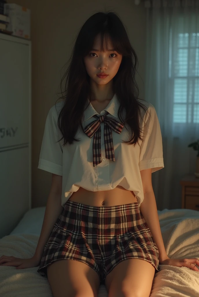 (Best quality, 8k, 32k, Masterpiece, UHD:1.2) "Imagine a picturesque Japanese high school setting inspired by romantic anime. Describe a sprawling campus nestled amid cherry blossom trees, their pink petals gently falling and carpeting the ground in a soft, pastel blanket. The school buildings are a blend of traditional and modern architecture, with large windows that allow natural light to flood the hallways and classrooms.

The central building is a multi-story structure with a grand entrance, featuring polished wooden floors and well-maintained hallways adorned with student artwork and motivational posters. Classrooms are bright and airy, with sliding doors that open to scenic views of the blossoming trees and the meticulously kept school gardens.

The school courtyard is a favorite gathering spot for students, with benches placed under the cherry blossoms, providing a perfect setting for heartfelt conversations and budding romances. Nearby, a koi pond adds to the serene atmosphere, its clear waters reflecting the beauty of the surrounding flora.

Describe the interactions between students, highlighting moments of shy glances, secret notes, and accidental touches that spark romantic feelings. The rooftop of the school is another iconic location, offering breathtaking views of the city and the distant mountains. It’s a private retreat where students often go to reflect, share confessions, and watch the sunset together.

Include scenes in the school’s library, a quiet and intimate space filled with rows of books and cozy reading nooks. Here, students find solace in the written word and often discover unexpected connections with their peers over shared interests. ((school)), ((romance)), ((blood)), ((bloodstained)), ((Yandere))