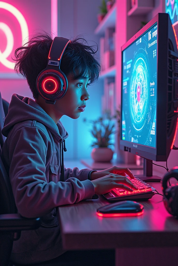A boy named Parikshih with gaming setup